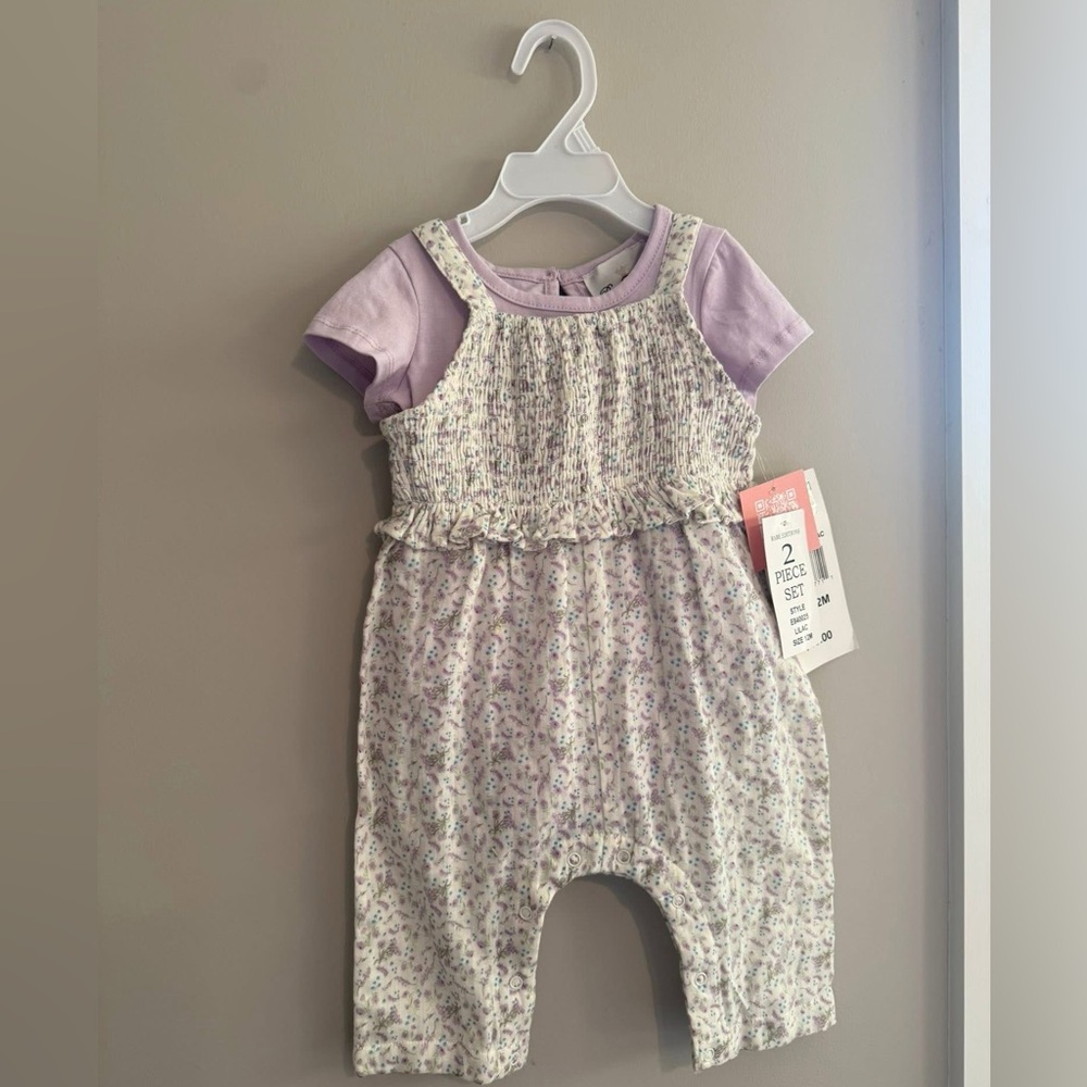 Baby 2-Piece Lavender Floral Romper Set